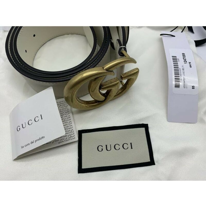 Gucci White Marmont Gg Leather 80 32 Belt