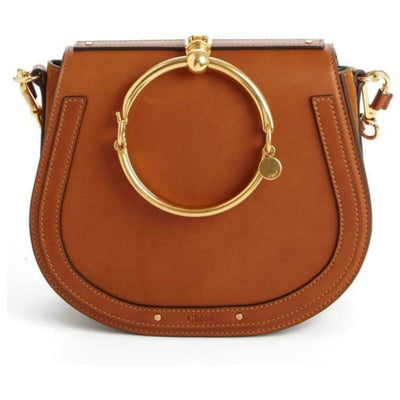 Chloe Brown Leather/Suede Small Nile Bracelet Bag