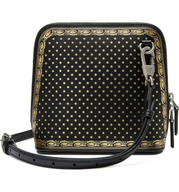 Gucci Logo Moon & Stars Black Leather Cross Body Bag