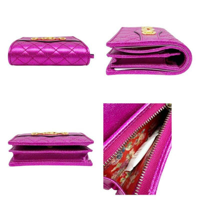 Gucci Pink Horsebit Marmont Trapuntata Flap Card Case Logo Icon Quilted Metallic