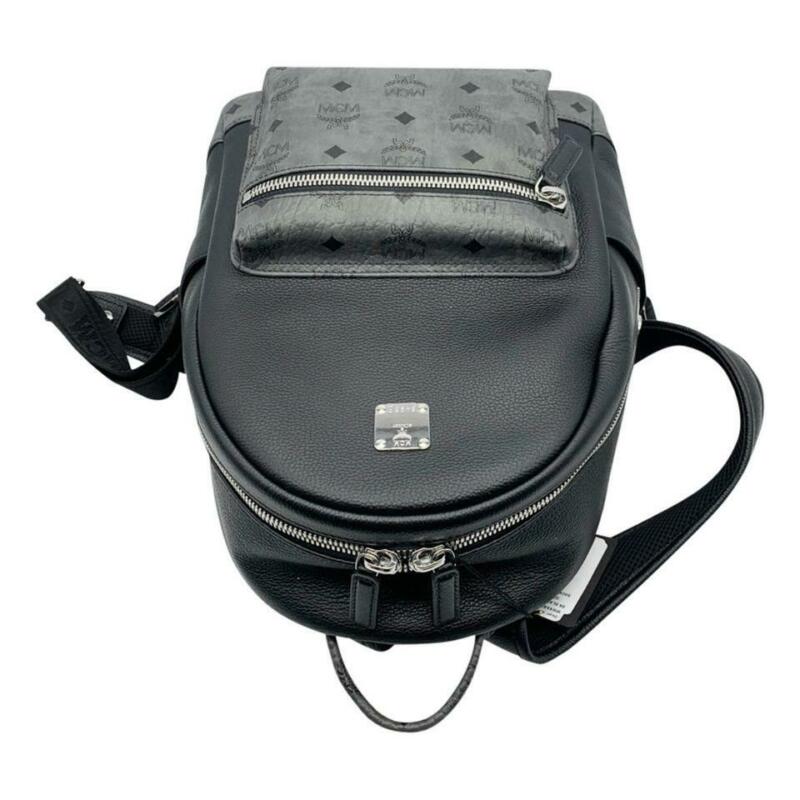 MCM Small Visetos Canvas Black Leather Backpack