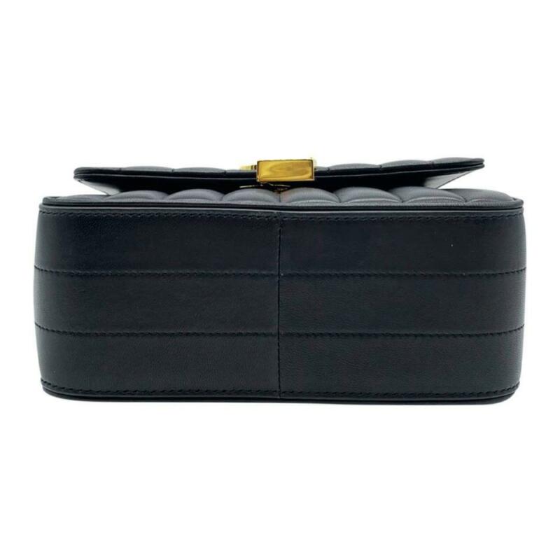 Saint Laurent Vicky Medium Quilted Black Lambskin Leather Shoulder Bag