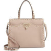 Valentino Small Rockstud Satchel Pink Beige Leather Tote