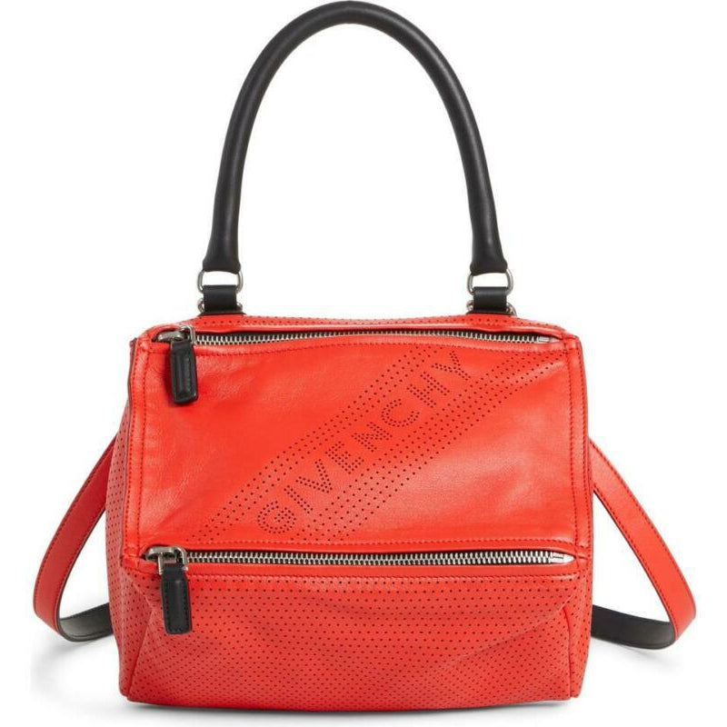 Givenchy Small Pandora Perforated Logo Red Leather Satchel