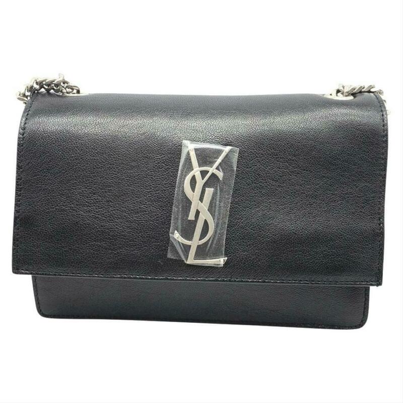 Saint Laurent Monogram Shoulder Sunset Small Black Leather Cross Body Bag