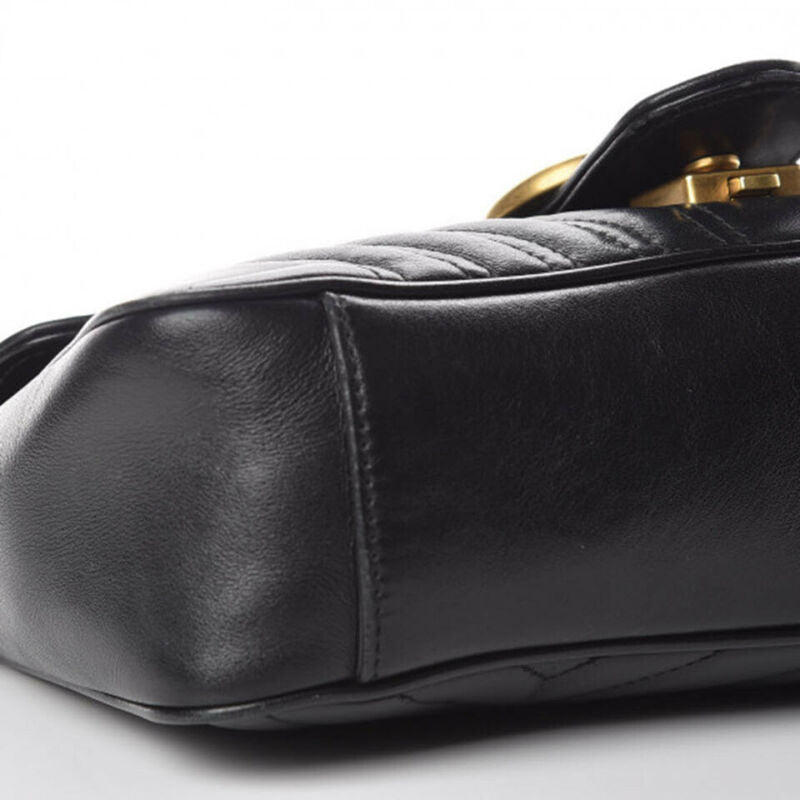 Gucci Marmont Small Gg Matelassé Black Calfskin Shoulder Bag