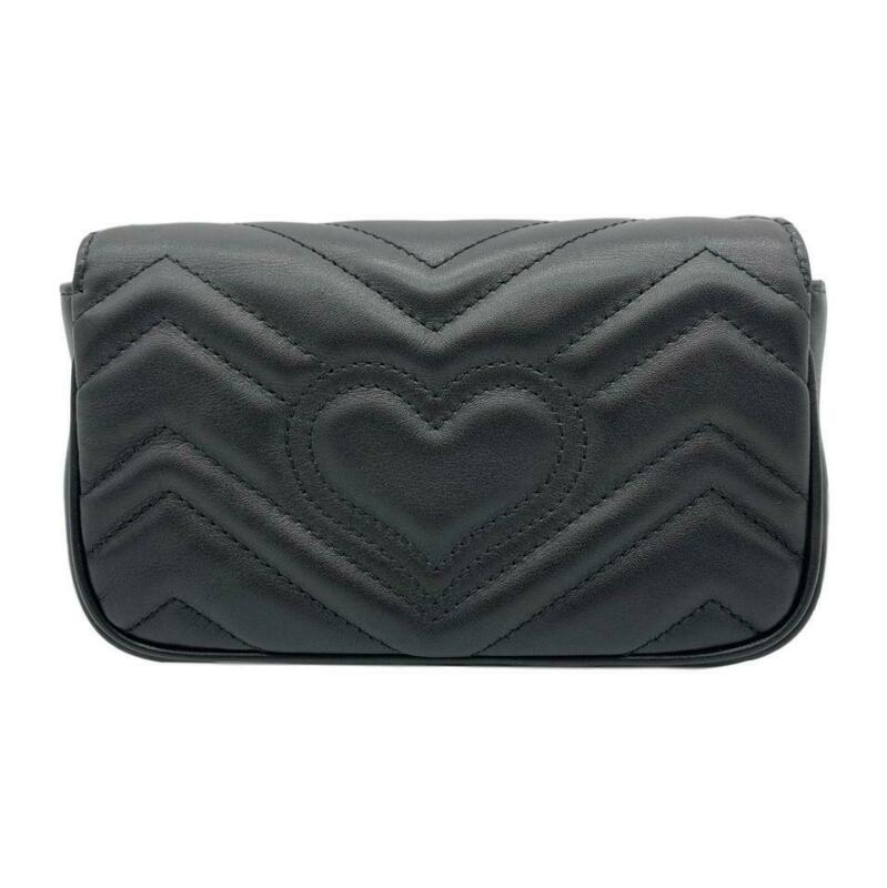 Gucci Marmont Super Mini Gg Black Leather Cross Body Bag
