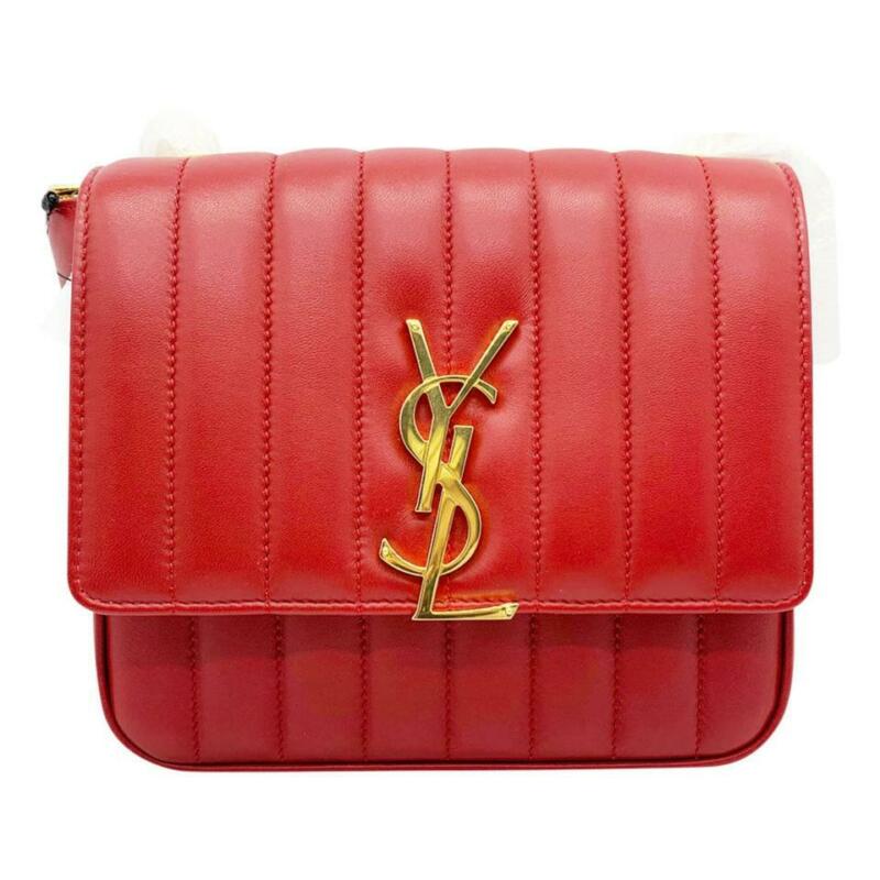 Saint Laurent Vicky Medium Monogram Matelasse Rouge Eros Red Leather Cross Body