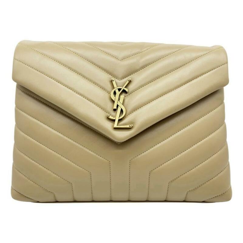 Saint Laurent Monogram Loulou Medium Calf Flap-top Beige Calfskin Leather