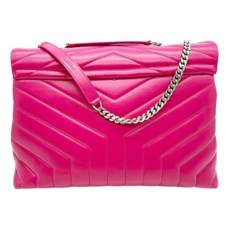 Saint Laurent Monogram Loulou Medium Calfskin Freesia Pink Leather Shoulder Bag