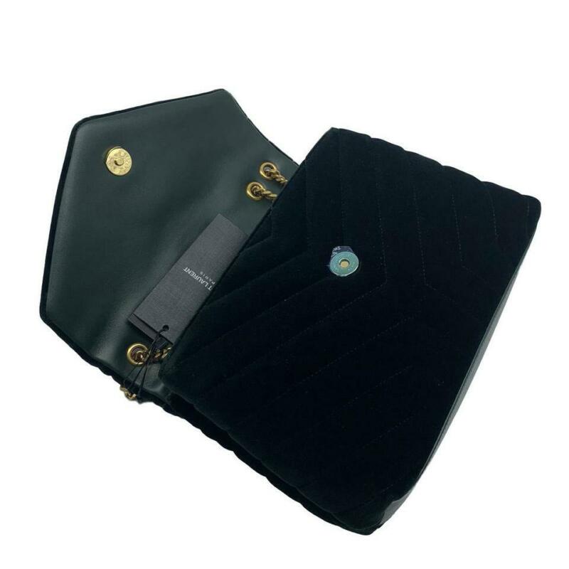 Saint Laurent Monogram Loulou Small Green Velvet Shoulder Bag