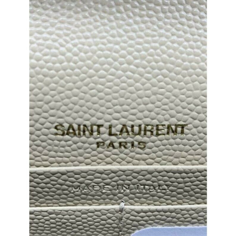 Saint Laurent Monogram Envelope Chain Wallet Small Poudre Beige Leather