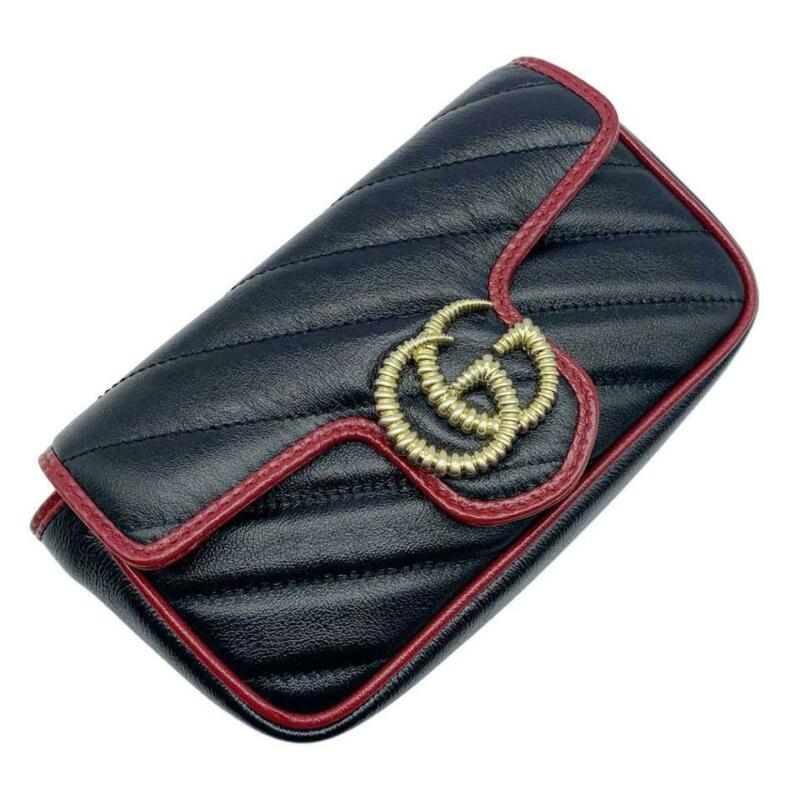 Gucci GG Shoulder Marmont Super Mini Black Leather Cross Body Bag