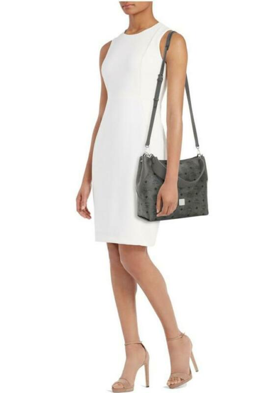 MCM Klara Medium Diamond Visetos Grey Coated Canvas Hobo Bag