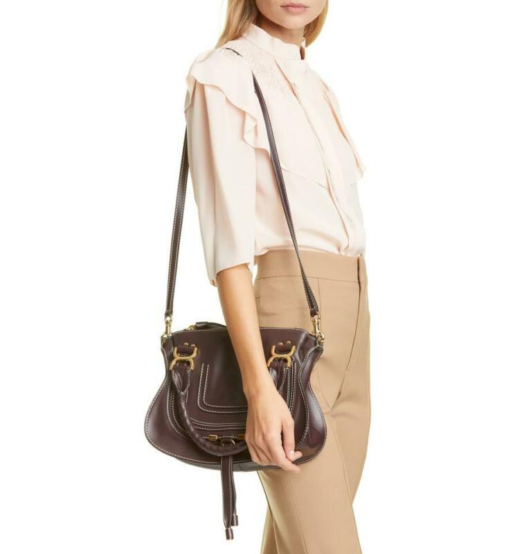 Shop Chloe Marcie 2023 SS Star Casual Style Calfskin Plain Leather