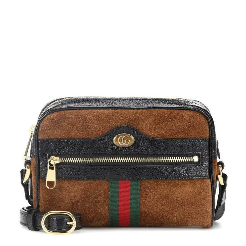 Gucci Shoulder Ophidia Mini Brown Suede Cross Body Bag
