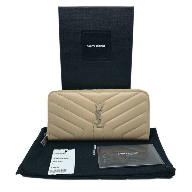 Saint Laurent Dark Beige Monogram Loulou New Matelasse Leather Zip Around Wallet