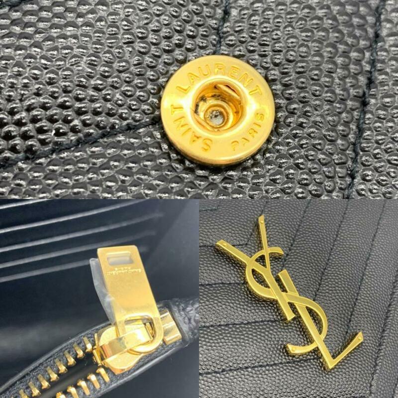 Saint Laurent Classic Chain Wallet New Monogram Medium Leather Black Calfskin