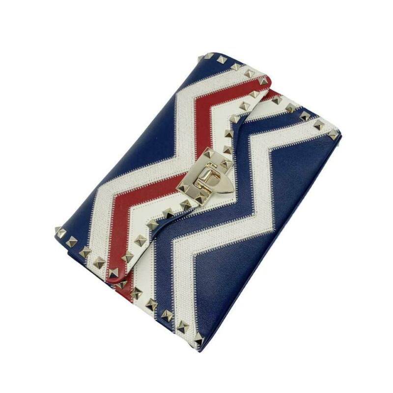 Valentino Shoulder Small Rockstud Blue Leather Cross Body Bag