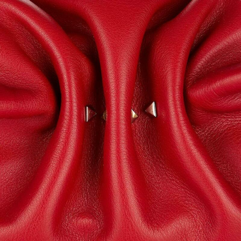 Valentino Rockstud Bloomy Mini Gathered Red Leather Cross Body Bag