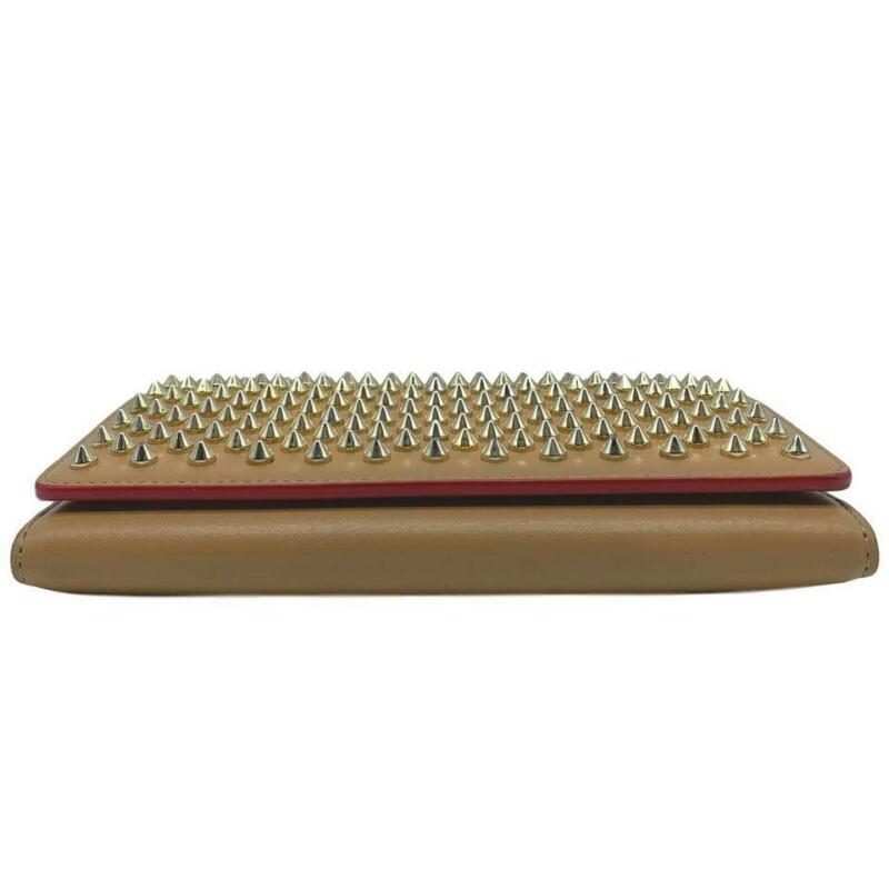 Christian Louboutin Macaron Spike Brown Leather Wristlet