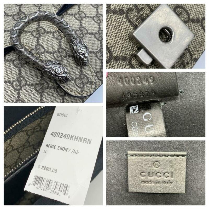 Gucci Dionysus New Small Beige Black Canvas Shoulder Bag