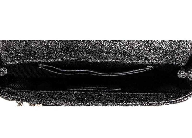 Saint Laurent Collège Mini Quilted Monogram Punk Crackled Chain Black Leather