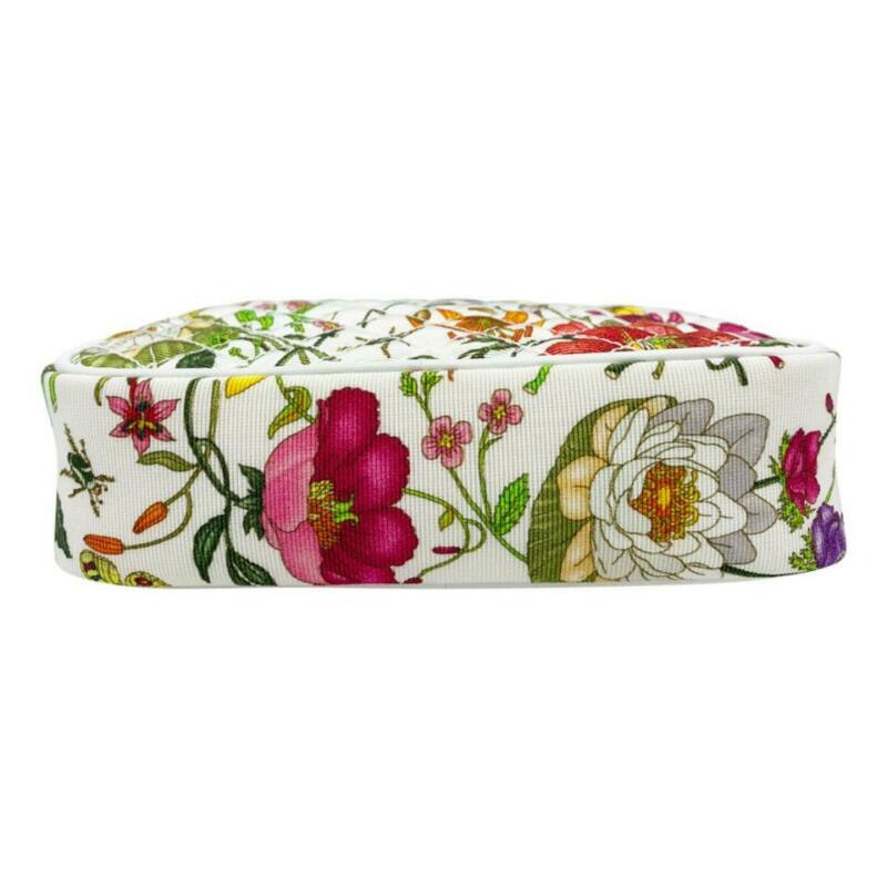 Gucci Ophidia Trapuntata Floral Mini White Canvas Cross Body Bag