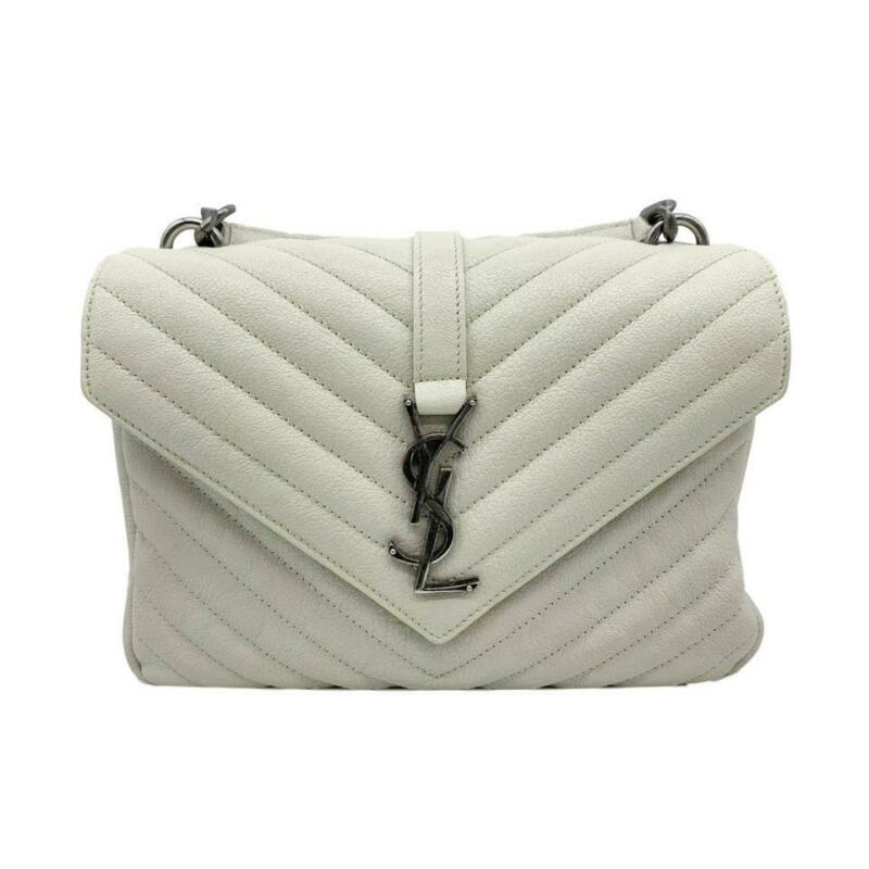 Saint Laurent Women's Medium Monogramme College White Leather Shoulder Bag