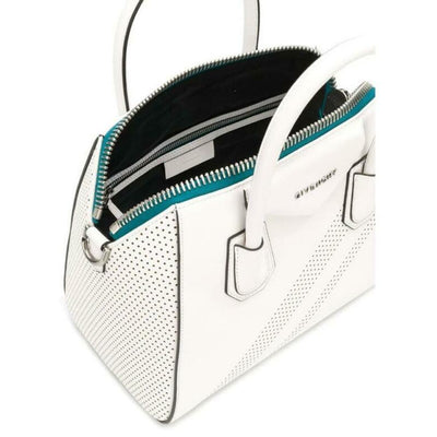 Givenchy Small Antigona Perforated Satchel White Leather Shoulder Bag