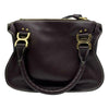 Chloé Marcie Small Calfskin Leather Satchel Black Raisin Brown Shoulder Bag