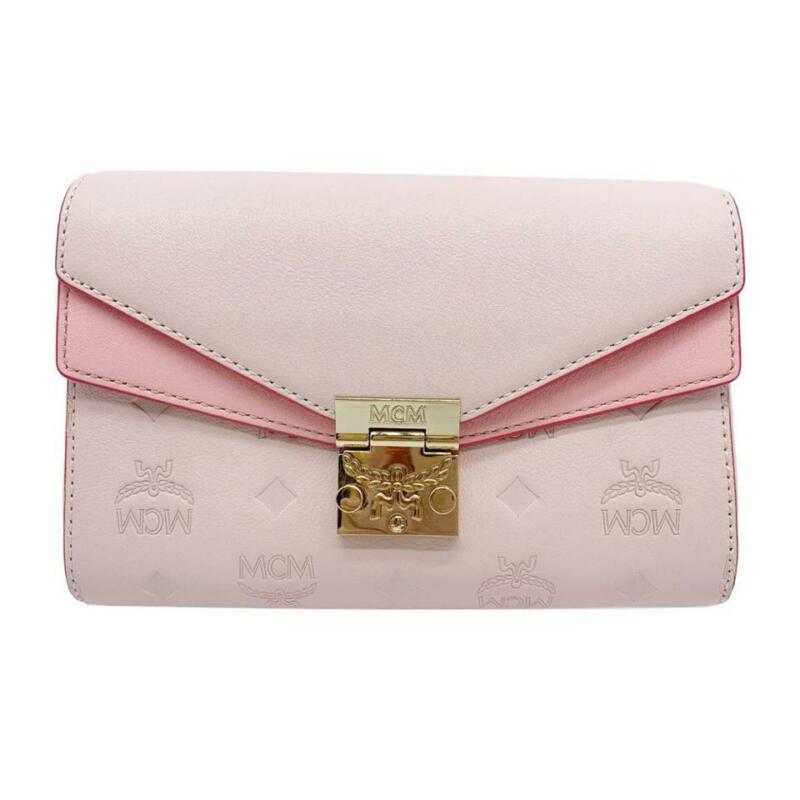 MCM Millie Monogrammed Pink Leather Cross Body Bag