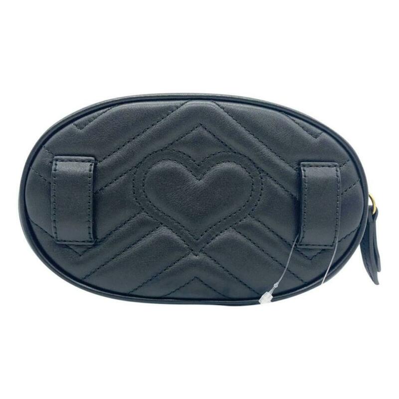 Gucci GG Marmont Belt Calfskin Matelasse 95 38 Black Leather Messenger Bag