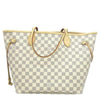 Louis Vuitton Neverfull Mm Rose Ballerine with Pouch 2019 White Damier Azur