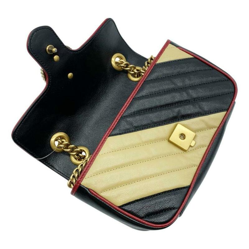 gucci black mini gg marmont 2.0 backpack 191451f042002 Gucci Marmont Gg 2.0 Mini Pattern Black Leather Shoulder Bag