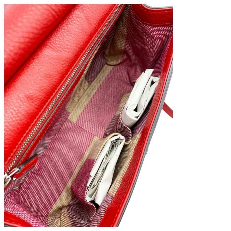 Gucci Medium Bamboo Daily Bright Flame Red Leather Shoulder Bag