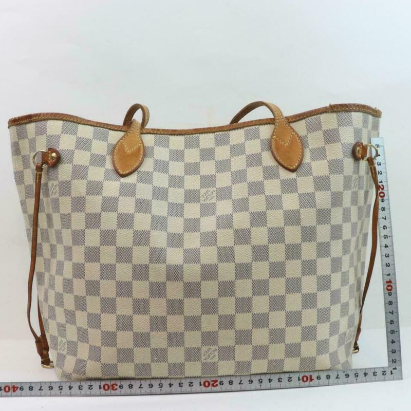 Louis Vuitton Neverfull Mm White Damier Azur Canvas Tote