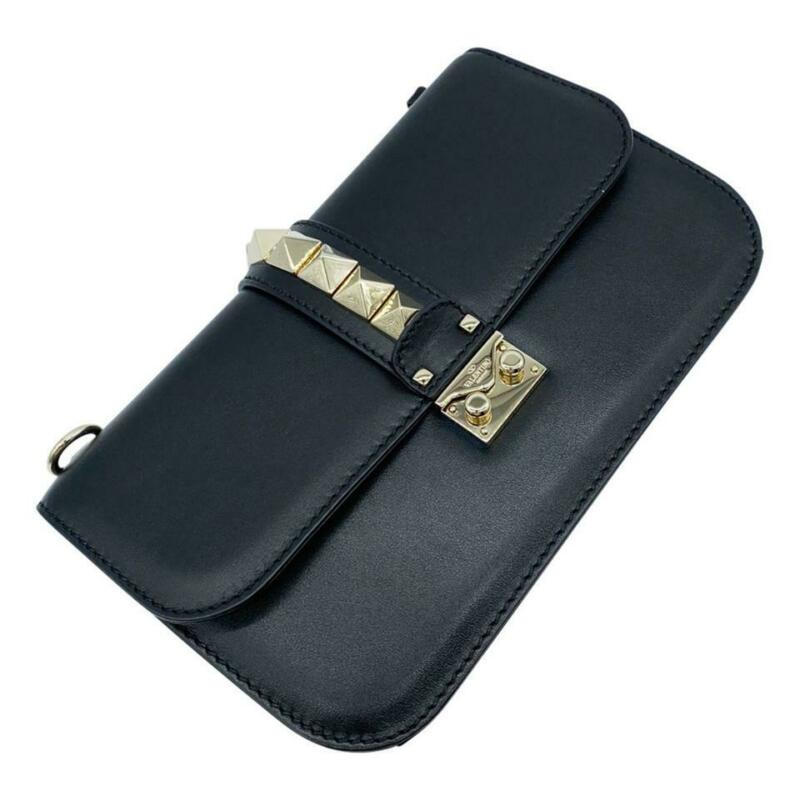 Valentino Shoulder Medium Lock Black Leather Cross Body Bag