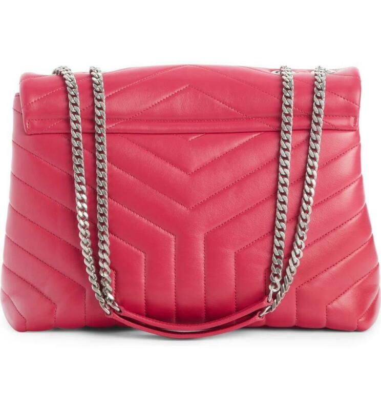 Saint Laurent Monogram Loulou Medium Calfskin Freesia Pink Leather Shoulder Bag