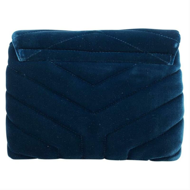 Saint Laurent Monogram Loulou Toy Navy Blue Velvet Cross Body Bag