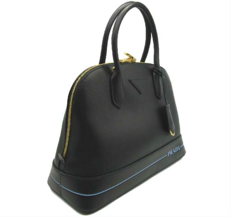 Prada Calfskin Dome Logo Black Leather Satchel