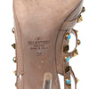 Valentino Beige Pebbled Calfskin Rockstud Rolling Ankle Strap Poudre Pumps