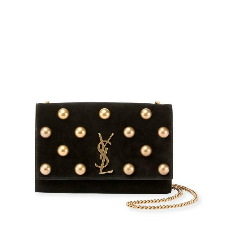 Saint Laurent Monogram Kate Monogram Ysl Medium Dome-stud Black Suede Leather