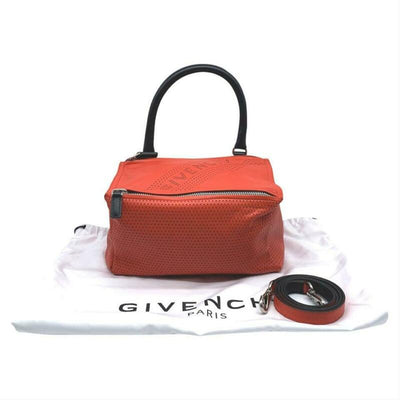 Givenchy Small Pandora Perforated Logo Red Leather Satchel
