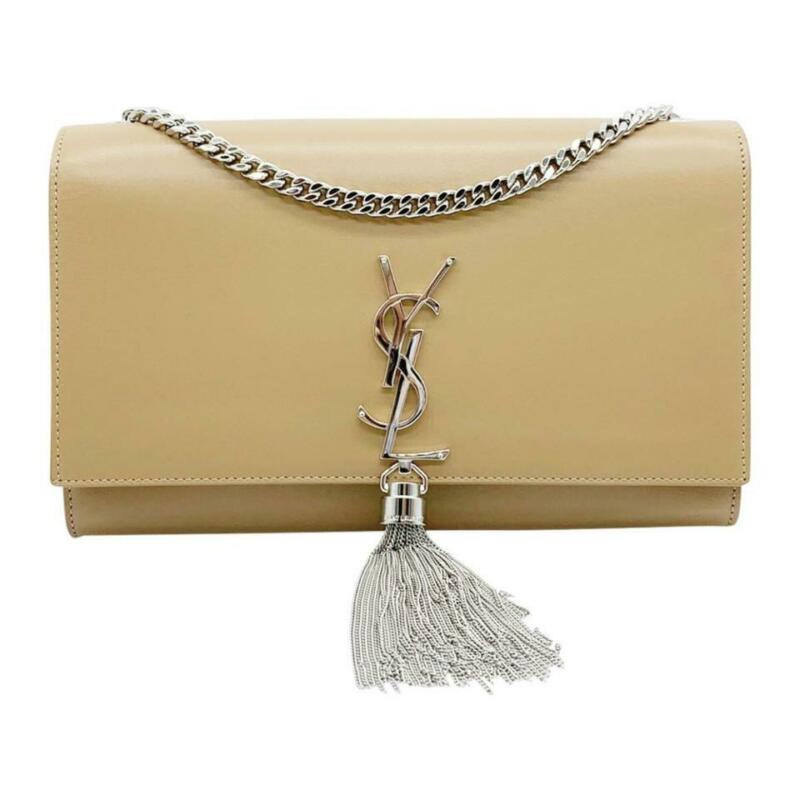 Saint Laurent Monogram Kate Medium Tassel Taupe Fonce Beige Leather Cross Body