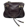 Chloé Marcie Small Calfskin Leather Satchel Black Raisin Brown Shoulder Bag