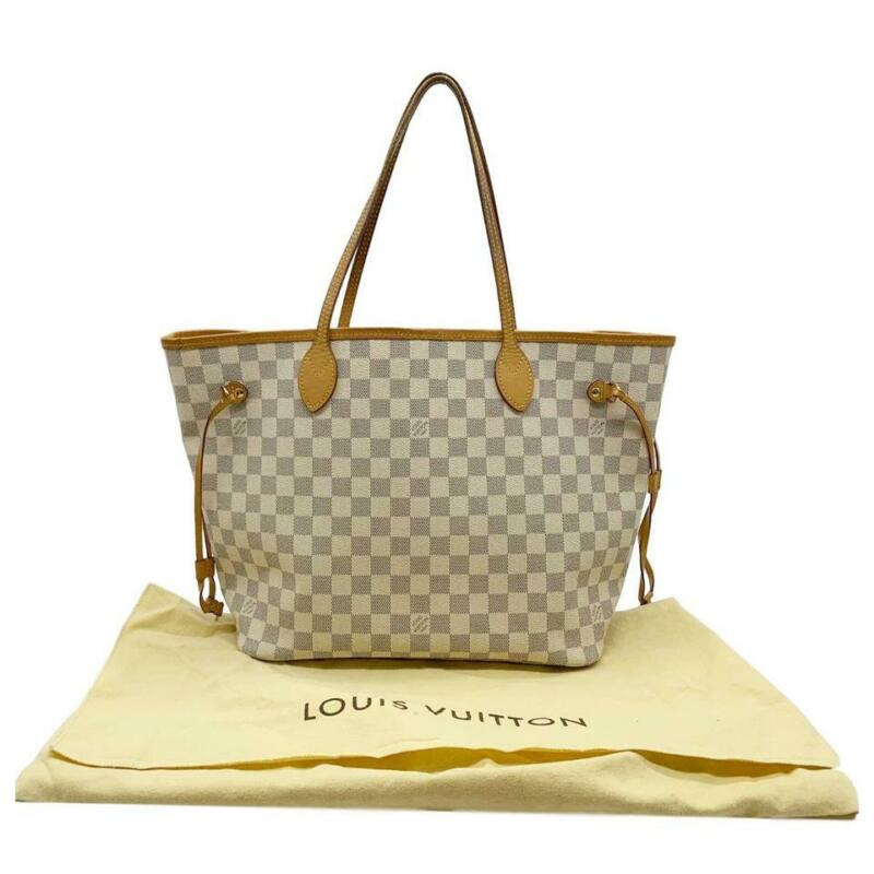 Louis Vuitton Neverfull Mm Rose Ballerine White Damier Azur Canvas Tote