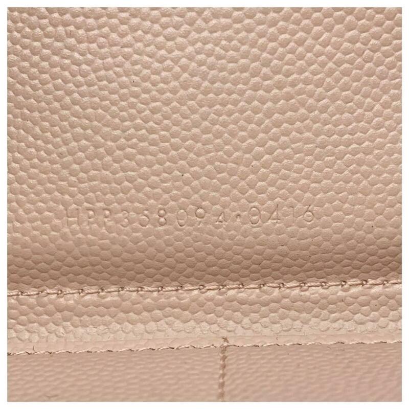 Saint Laurent Pink Grain De Poudre Matelasse Chevron Monogram Zip Around Pale