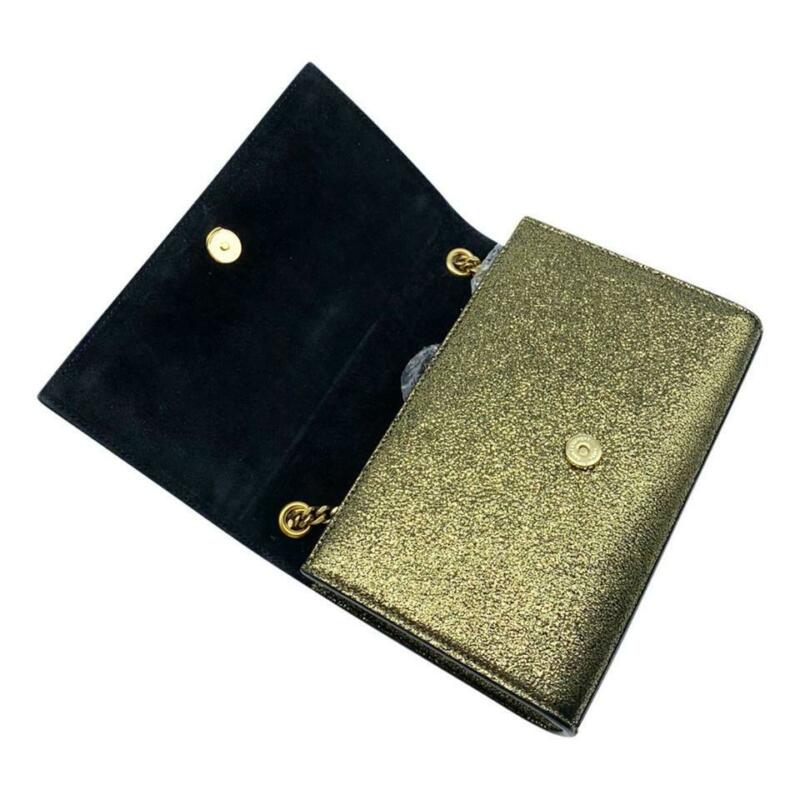 Saint Laurent Monogram Kate Monogram Ysl Small Metallic Gold Leather Cross Body