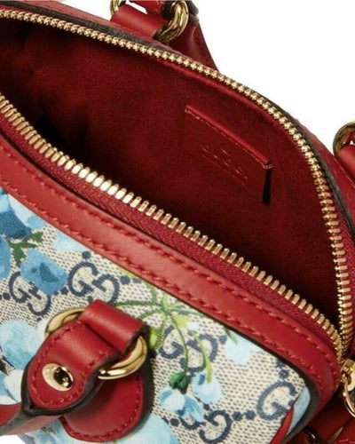 Gucci Boston Bloom Red Canvas Leather Cross Body Bag
